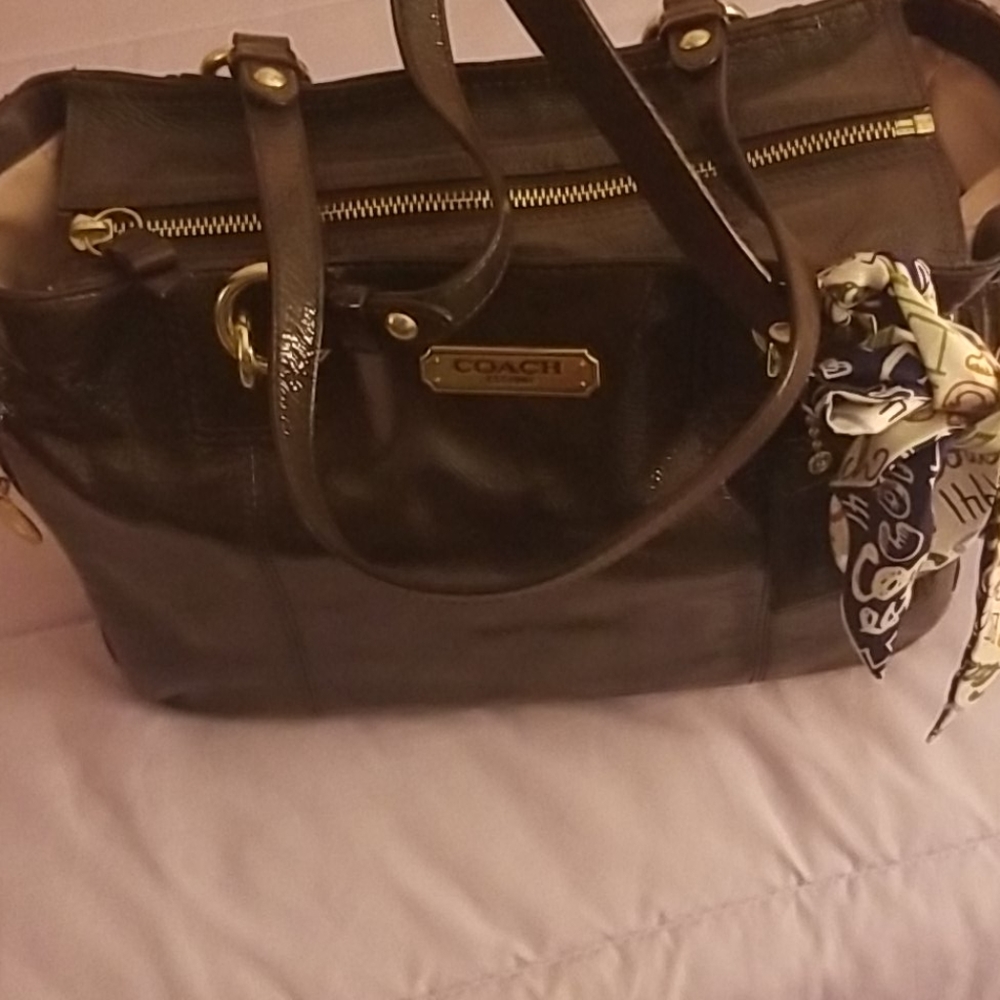 COACH brown patent leather purse
